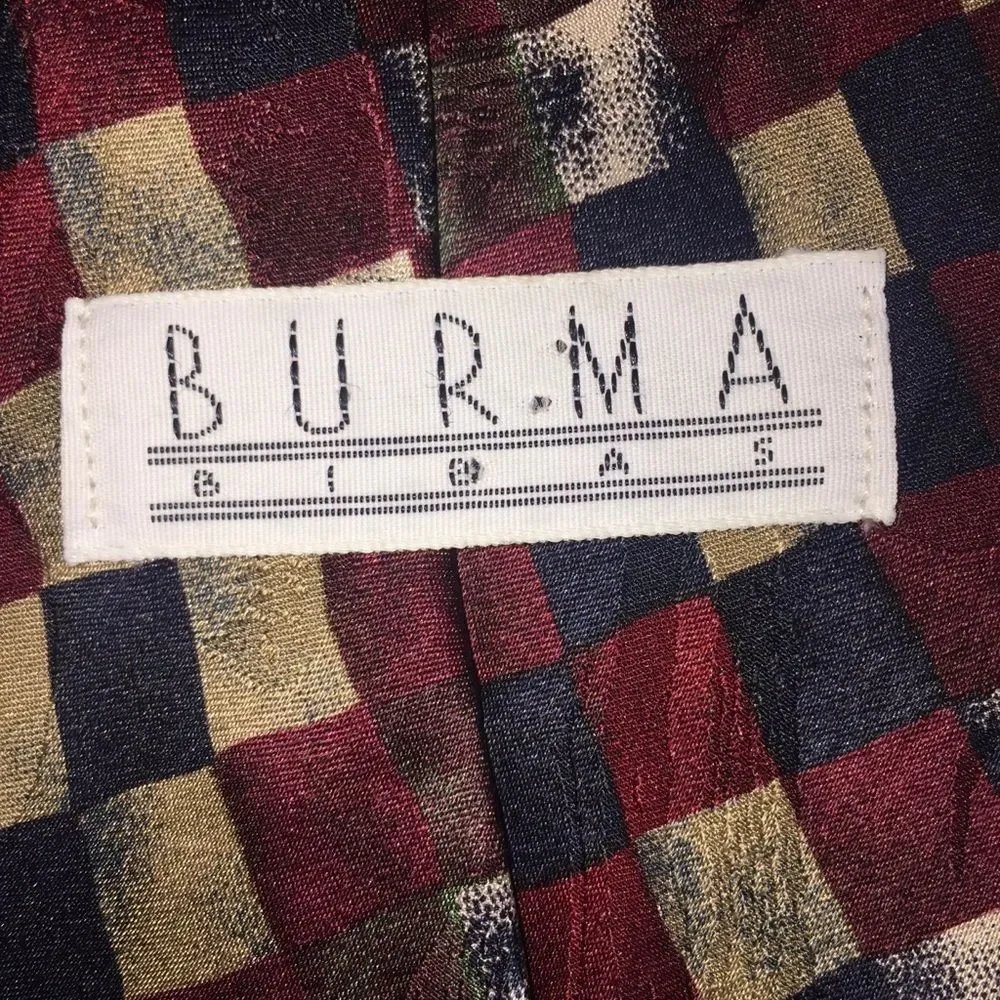 Burma Bibas 100% Silk Tie Geometric Made in USA Retro Career Business